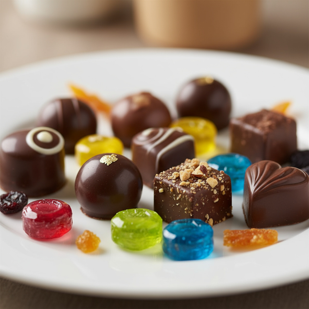 Bombones y caramelos artesanos de la selección destacada de Candezia Confectionery