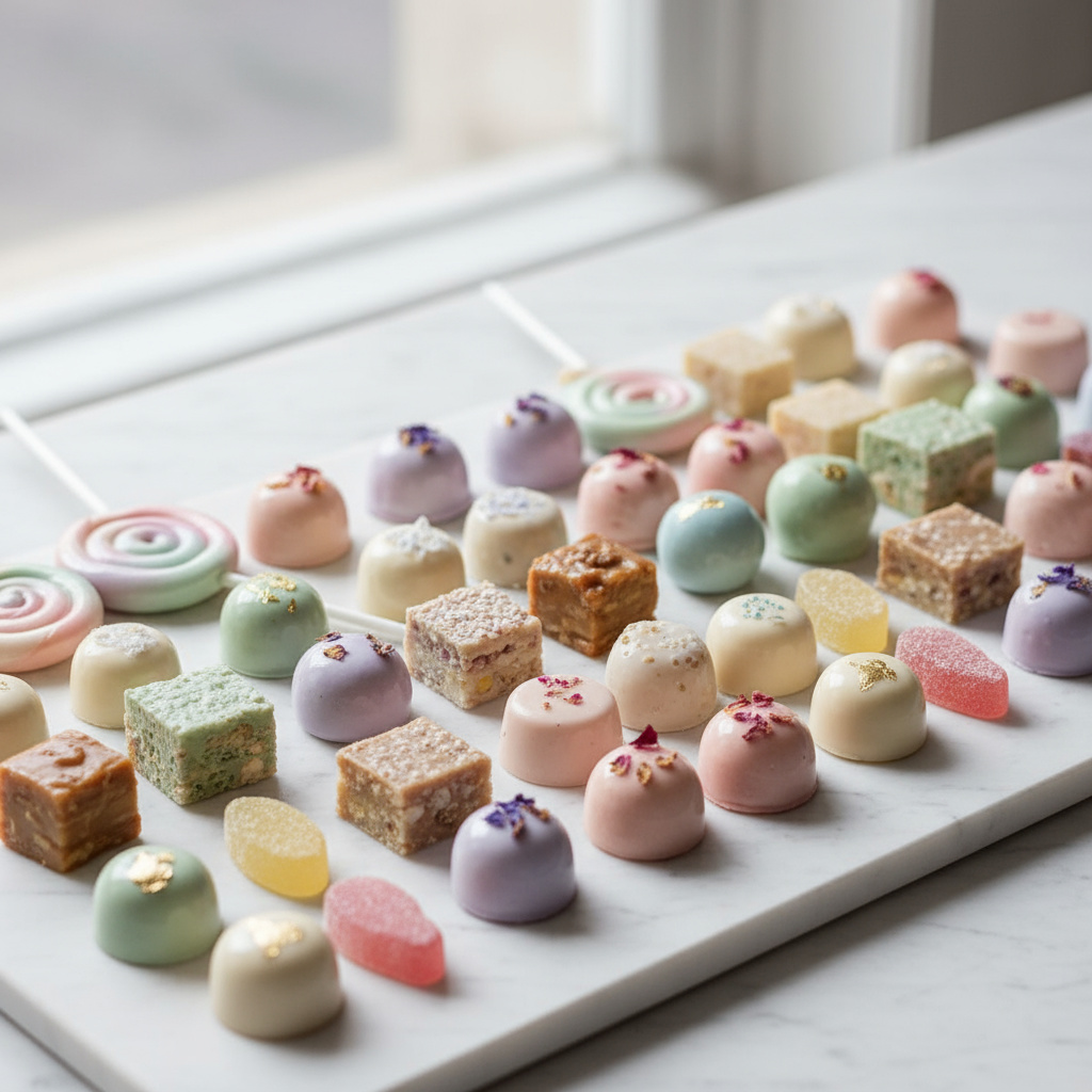 Surtido de caramelos y bombones artesanos de Candezia Confectionery